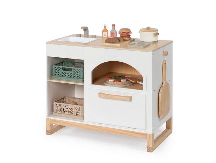 Musterkind Kinderküche Taxus, Natur, Weiß, Holz, 39x62x70 cm, unisex, EN 71, CE, FSC 100%, schadstofffrei, Holzgriffe, mit Knöpfen, Spielzeug, Kinderspielzeug, Kinderküchen
