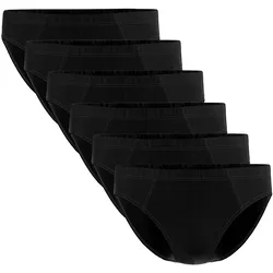 Seidensticker Herren Slips, 6er Pack - Brief 6-Pack, Single Jersey, Baumwollmischung, einfarbig Schwarz / M