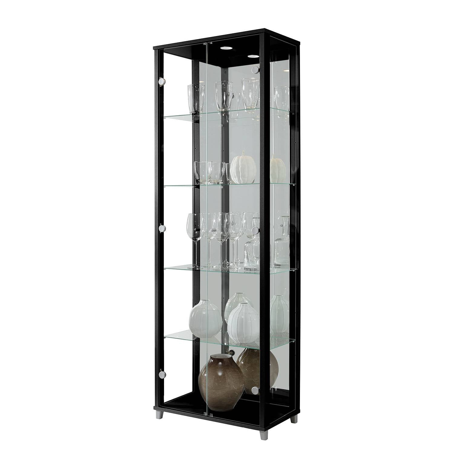 home24 Vitrinekast Exhibit III zwart/zwart B/D/H: 58 x 33 x 172 cm