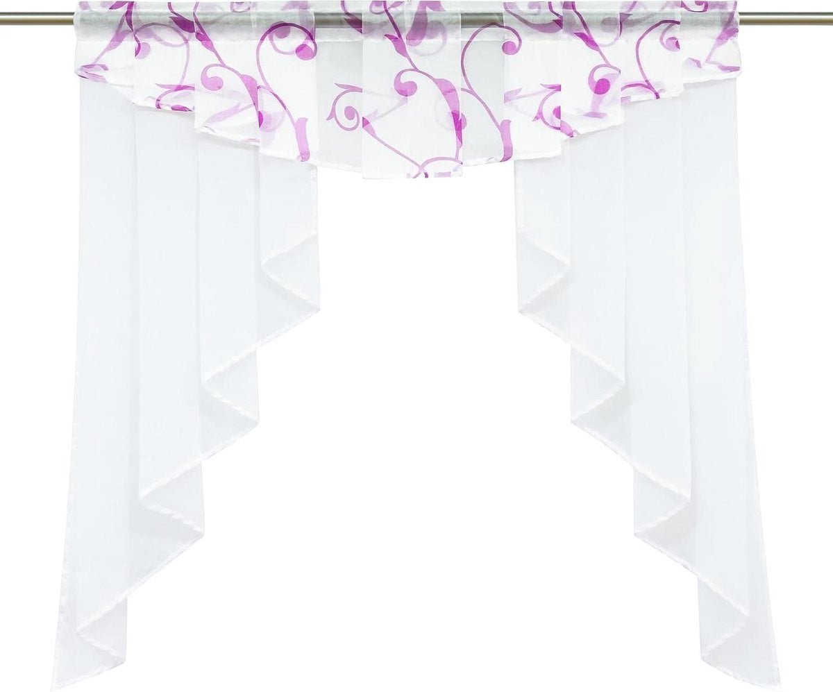 Transparant Vitrage Gordijn Lila - Breedte: 80 cm