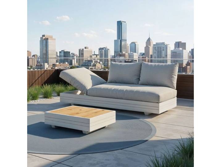 Zebra Cubo Neo Gartenloungesofa verstellbar inkl. Loungetisch Aluminium/Sunproof Taupe Sand