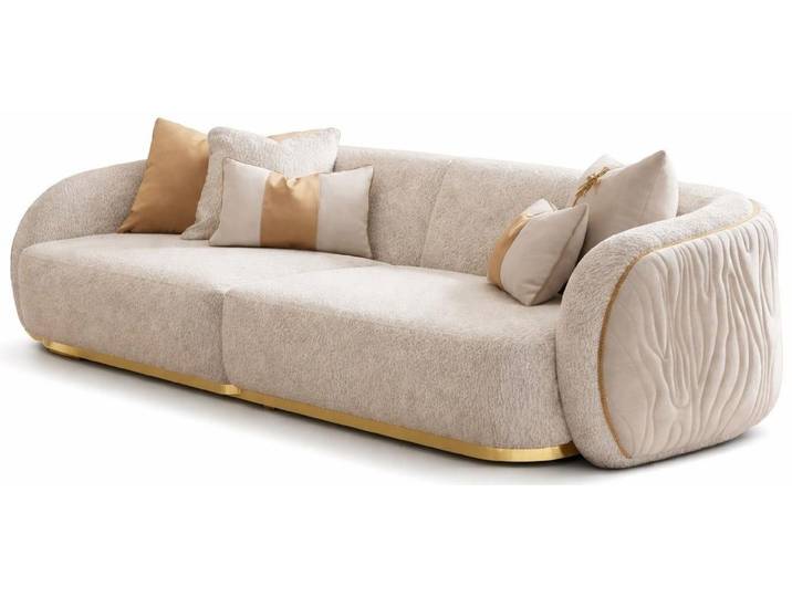 Xlmoebel 3-Sitzer Beiges 3-Sitzer-Stoffsofa für modernes Wohnzimmerdesign, 3-Sitzer 1 Teile, Made in Europa