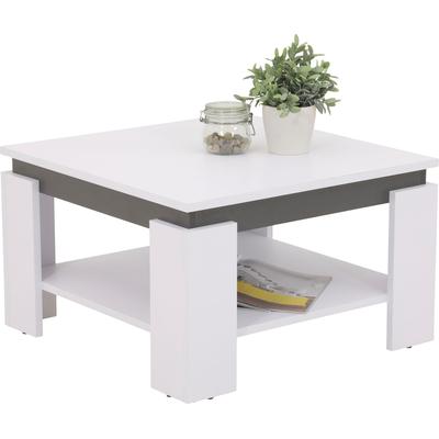 Couchtisch HELA "TIM", weiß (weiß, anthr), B:68cm H:41cm T:68cm, Tische, Couchtisch, mit Ablageboden, quadratisch oder rechteckig