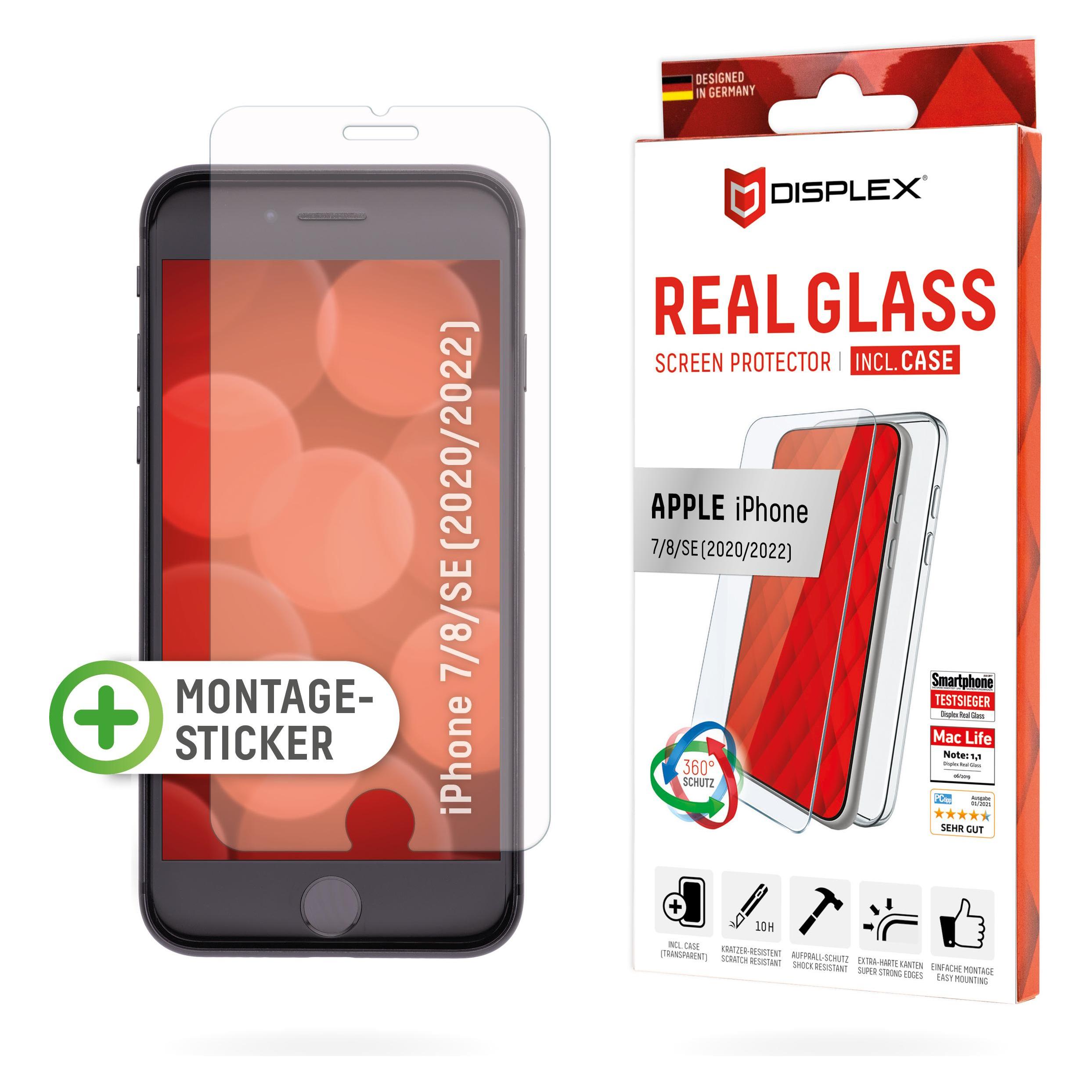 Displex Real Glass, 2D Panzerglas + Handyhülle (1 Stk., Apple iPhone 6, Apple iPhone 7, Apple iPhone 8, Apple iPhone SE (2nd Gen), Apple iPhone SE (3rd Gen)) (01254)