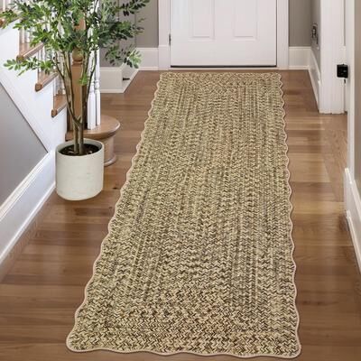 Garvee Scalloped Braided Printed Area Rug