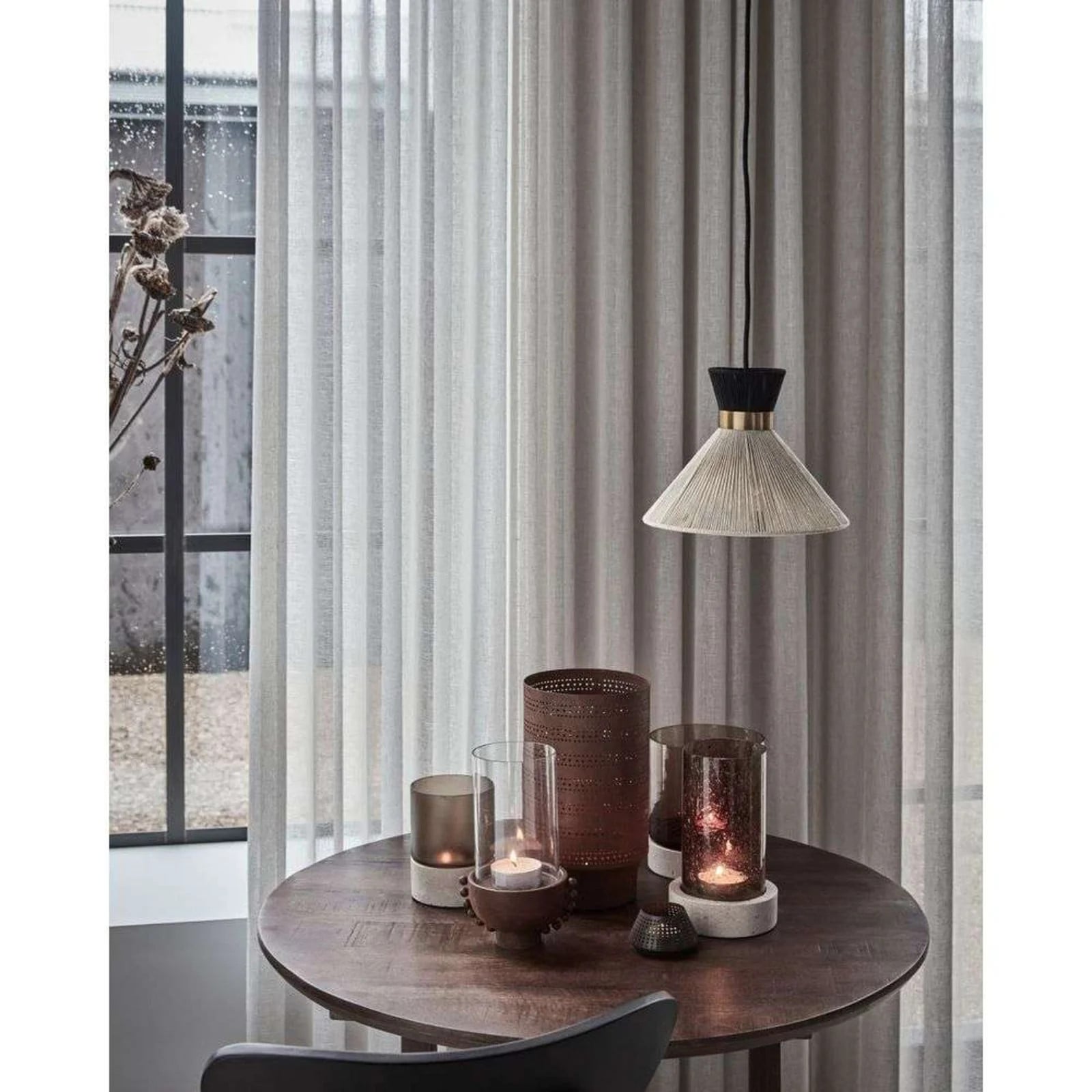 House Doctor Cord Hanglamp - Zwart/Goud - Metaal - Modern & Rond