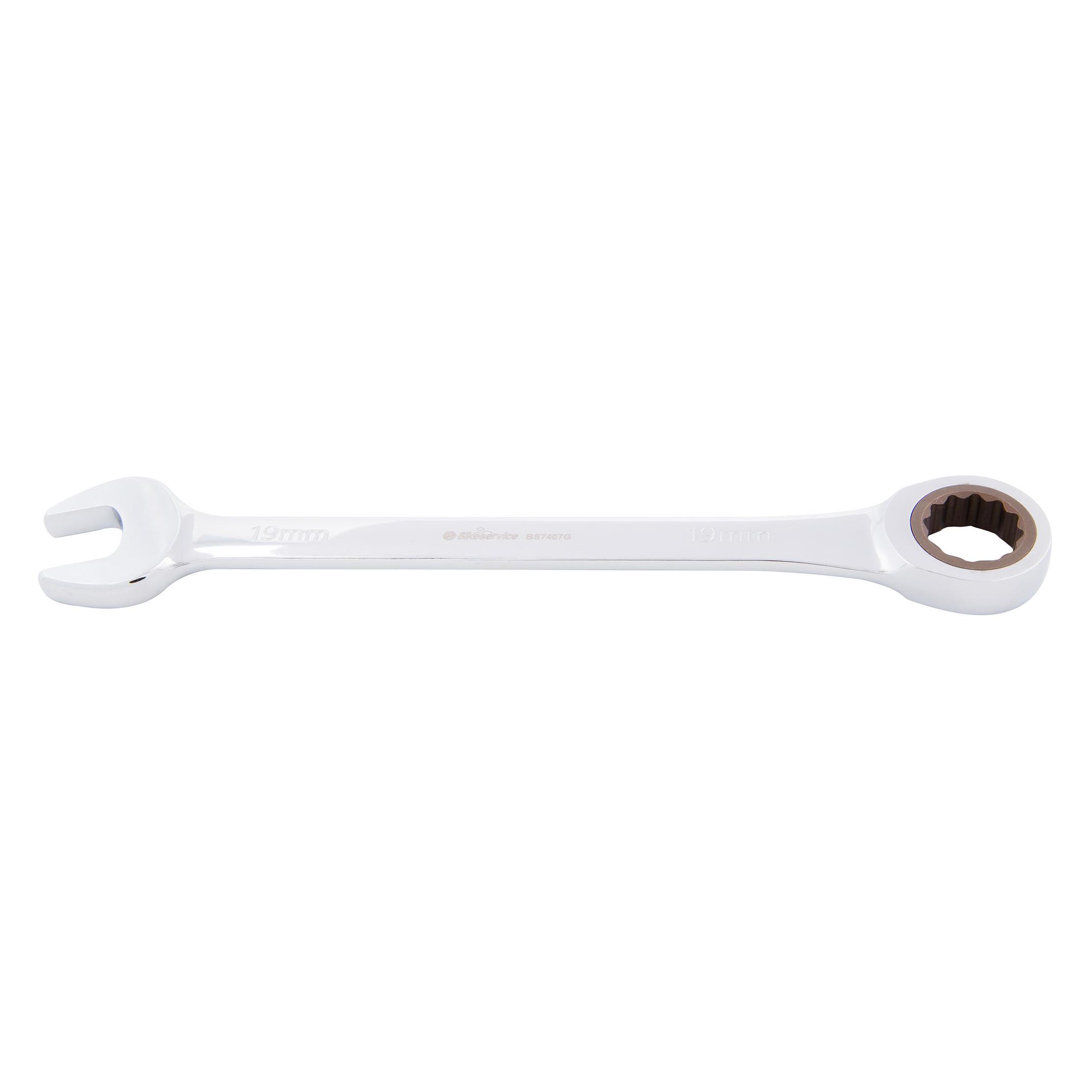 Bikeservice Bike Service Ratschen Gabelringschlüssel 19 mm (Werkzeug Generika)/Ratchet Wrench 19 mm (19 mm) (BS7407G)