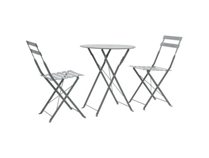 Magnifique -Set bistrot 3 pcs Ensemble repas de jardin - Ensemble Table et Chaises Acier Gris
