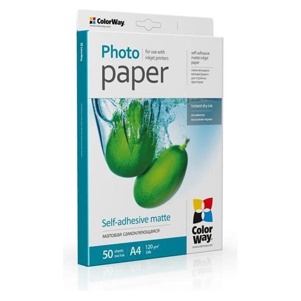 Colorway Fotopapier, matt, selbstklebend, 120 g/m², 50 Blatt, A4 (120 g/m², A4, 50 Stk.) (PMS1208050A4)