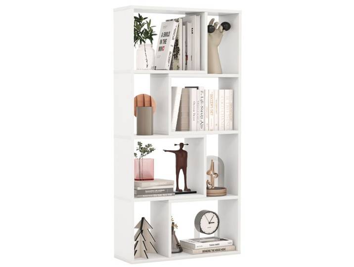GOPLUS Bibliothèque Géométrique 60x20x120CM-Étagère Ouverte avec 8 Cubes-Autoportante avec 2 Dispositifs Anti-Basculement Blanc