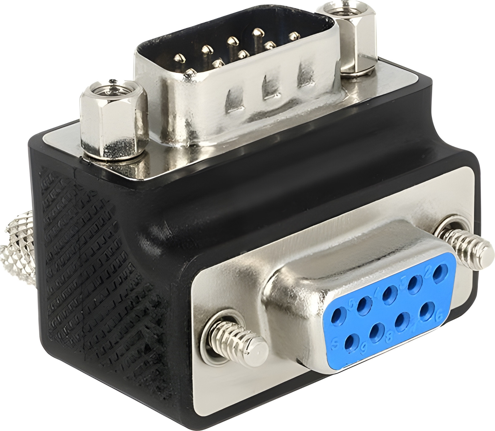 Delock 65593 D-Sub9 naar D-Sub9 Adapter met 90 graden hoek en verwisselbare schroeven