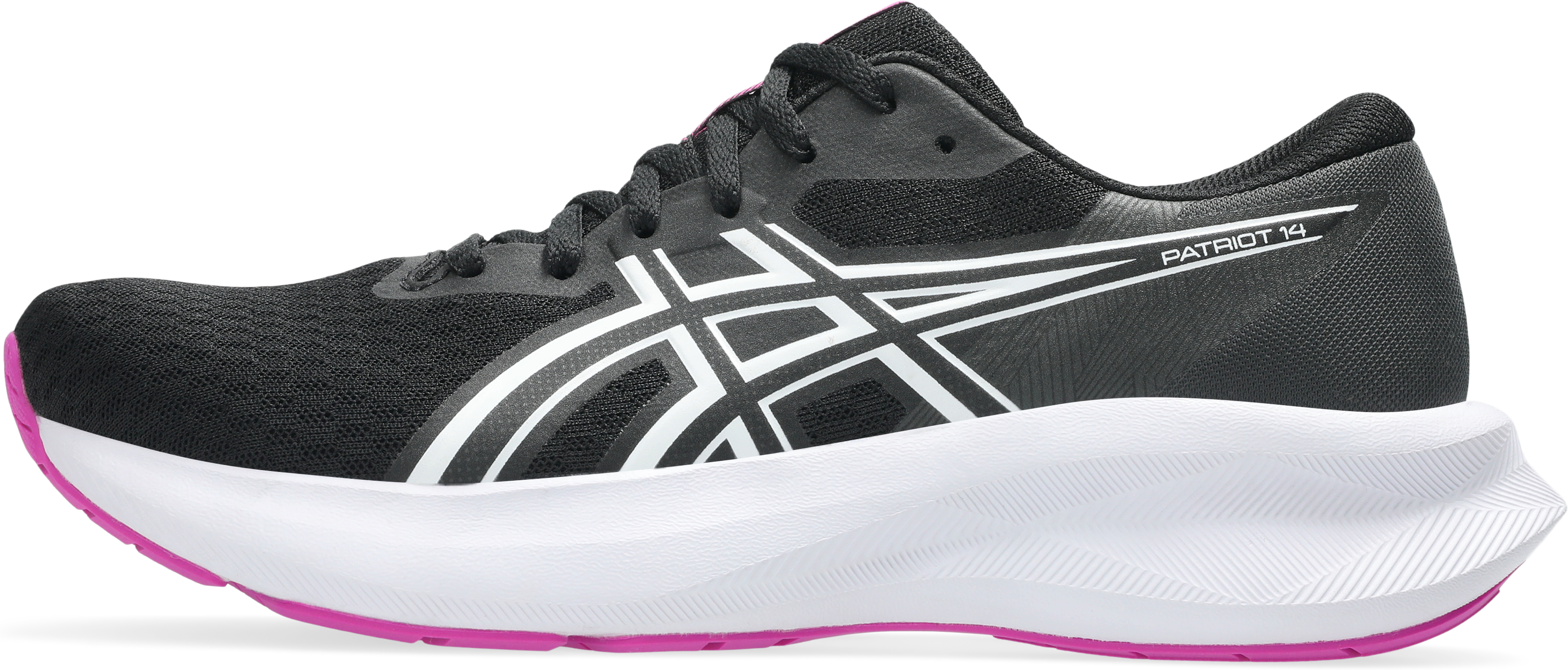 Laufschuh ASICS "PATRIOT 14", Damen, Gr. 39, schwarz (schwarz, digital sakura), Synthetik, Schuhe Laufschuh schwarz, digital sakura 39