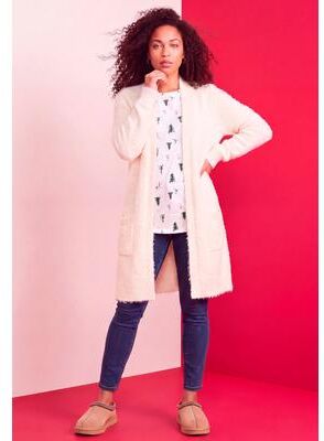 Plus Size Women's Eyelash Cardigan by Roaman's in Ivory (Size 1X)