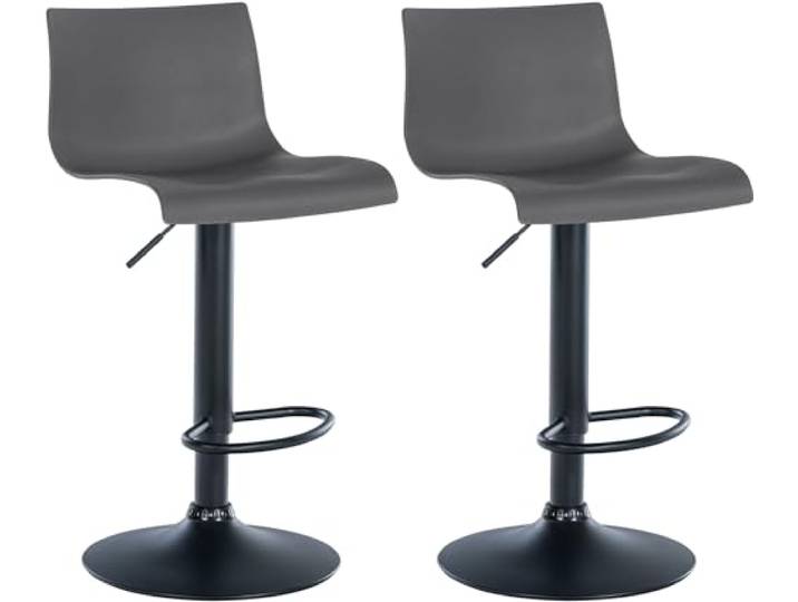 CLP 2er Set Barhocker Branford I Stoff I Kunststoff I Höhenverstellbarer Küchenhocker I Thekenhocker Mit Integrierter Fußstütze Farbe grau Material Kunststoff