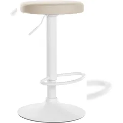 Décoshop26 - Barhocker x1 schlichtes Design höhenverstellbar cremefarbener PVC-Bezug weiße Metallbeine 10_0005345 10_0005345