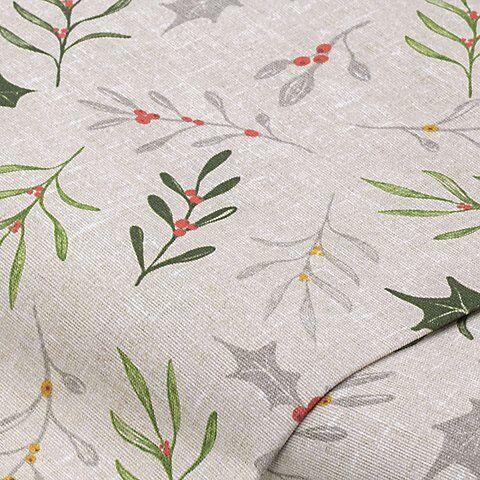 Dekostoff Ilex & Zweige "Lorena", natur-color