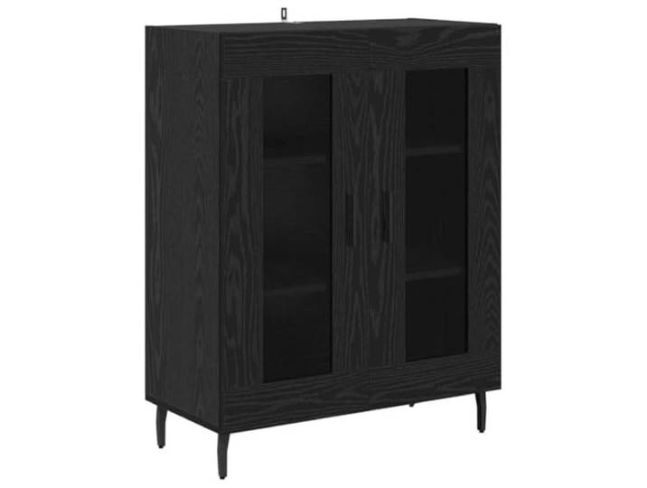 Fisinber Sideboard Schwarz Eichen-Optik 69,5 x 34 x 90 cm Holzwerkstoff Kompakter Mehrzweckschrank mit 2 Türen für Wohnzimmer und Flur. Schafft strukturierten Ordnungssinn im Raum.