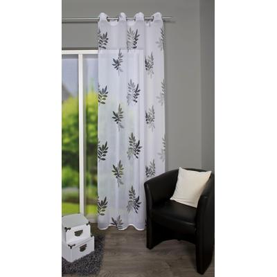 Gardine HOME WOHNIDEEN "BAMBOU" Gr. 1, grau, B:140cm H:245cm, Polyester, Gardinen, Gardine, HxB: 245x140, ÖSENSCHAL DRUCK BLÄTTER