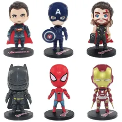 Figuren aus Marvel und DC Comics — 6 Superhelden: Superman, Captain America, Thor, Iron Man, Spider-Man und Batman