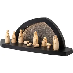 Schalling Gesteinsbogen anthrazit LED beleuchtet Christi Geburt, Hirte, Drei Weisen 37 cm