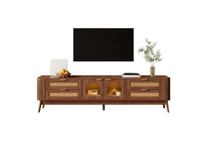 Welltin TV-Schrank TV-Schrank mit Glas-Türen, LED und App