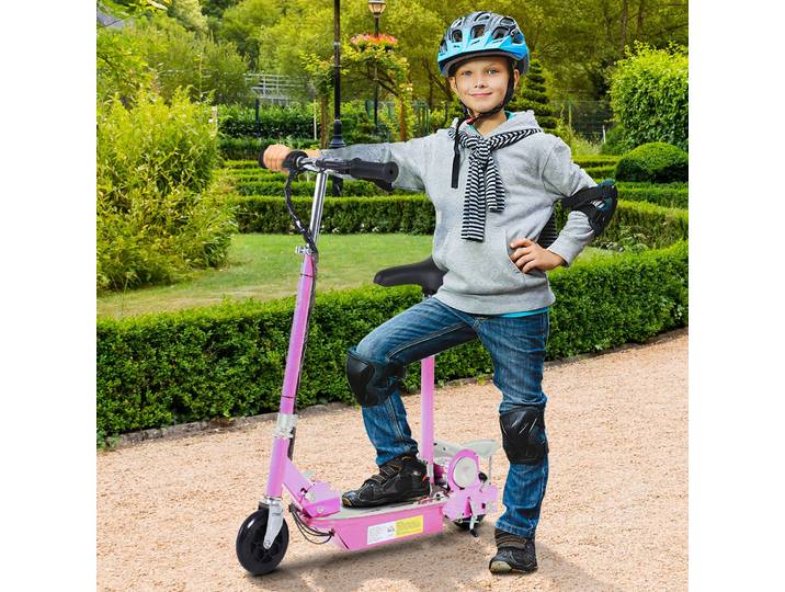 HOMCOM Trottinette Électrique Enfant Rose 120W Pliable