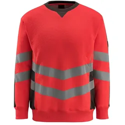 Warnschutz Sweatshirt "WIGTON" Safe Supreme UV-Schutz - M - rot/anthrazit