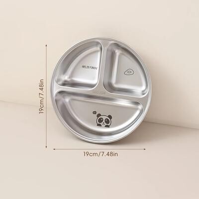 Uplift Picks Stainless Steel Divided Salad Plate Reusable Dining Plate For Kids And Family Meals panda