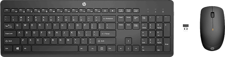 Pack Teclado + Ratón - HP Combo de teclado y ratón inalámbricos 230, 18H24AA, Inalámbrico, Bluetooth, Negro