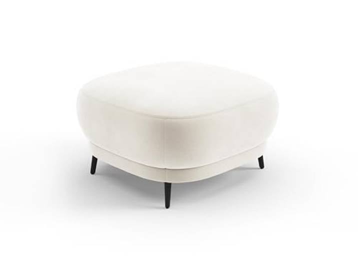 CAVADORE Hocker Blue/Polsterhocker im modernen Design mit mattschwarzen Metallfüßen, ideal als Fußhocker oder Sitzgelegenheit / 90 x 49 x 90 / Mikrofaser, Naturweiß