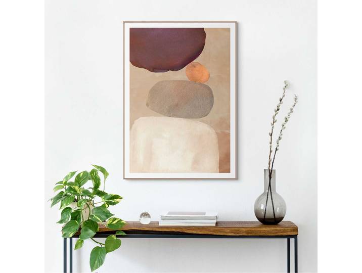 Bild mit Rahmen REINDERS Pebble Play , braun (farbe bild(er): braun), B:50cm H:70cm T:2,2cm, Holzwerkstoff, Bilder, Bild mit Rahmen