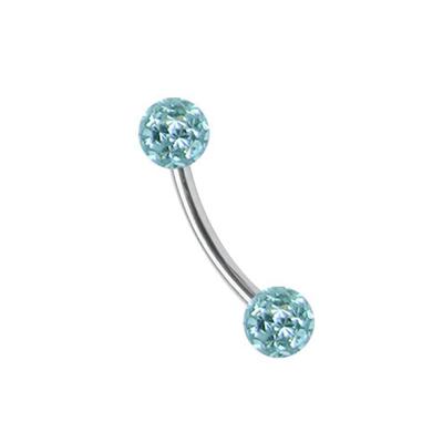 Augenbrauenpiercing ADELIA´S "Piercing Augenbrauenpiercing", blau (hellblau), Piercings, Damen, 3, Titan, Titan Banane mit 2 mini Ferido Epoxy Kugeln