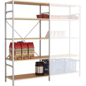 Manuflex Schwerlastregal RB1166, 6 Holzböden, 80kg Fachlast, silber, 250 x 103 x 40cm