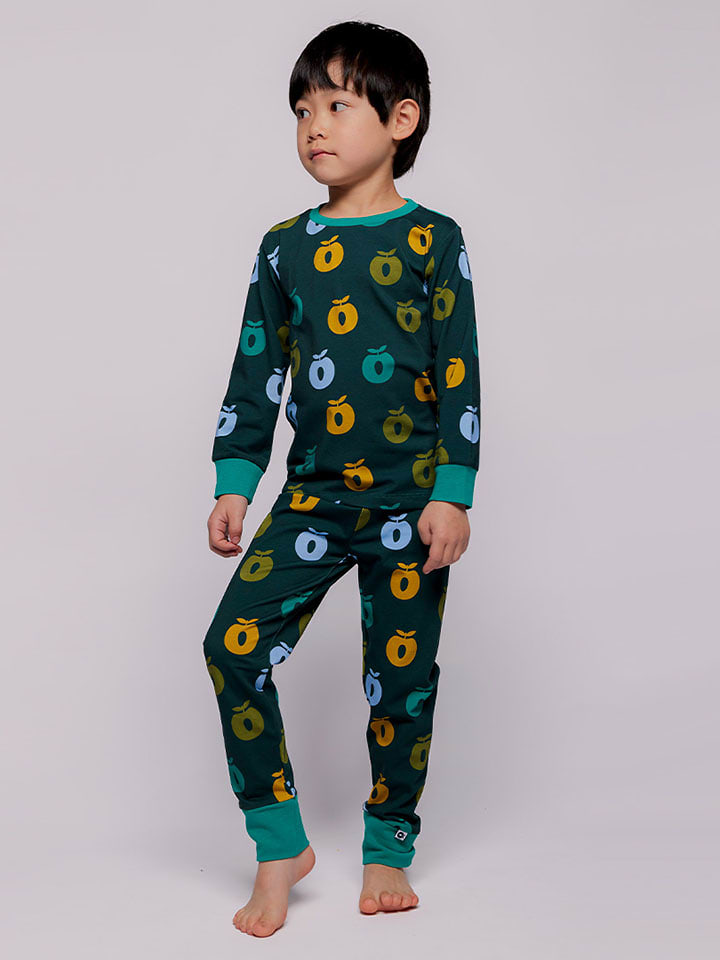 Småfolk Pyjama "Äpfeln" in Petrol - 122/128