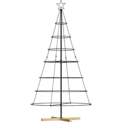 vidaXL Weihnachtsdeko mit Ständer Schwarz 180 cm Stahl