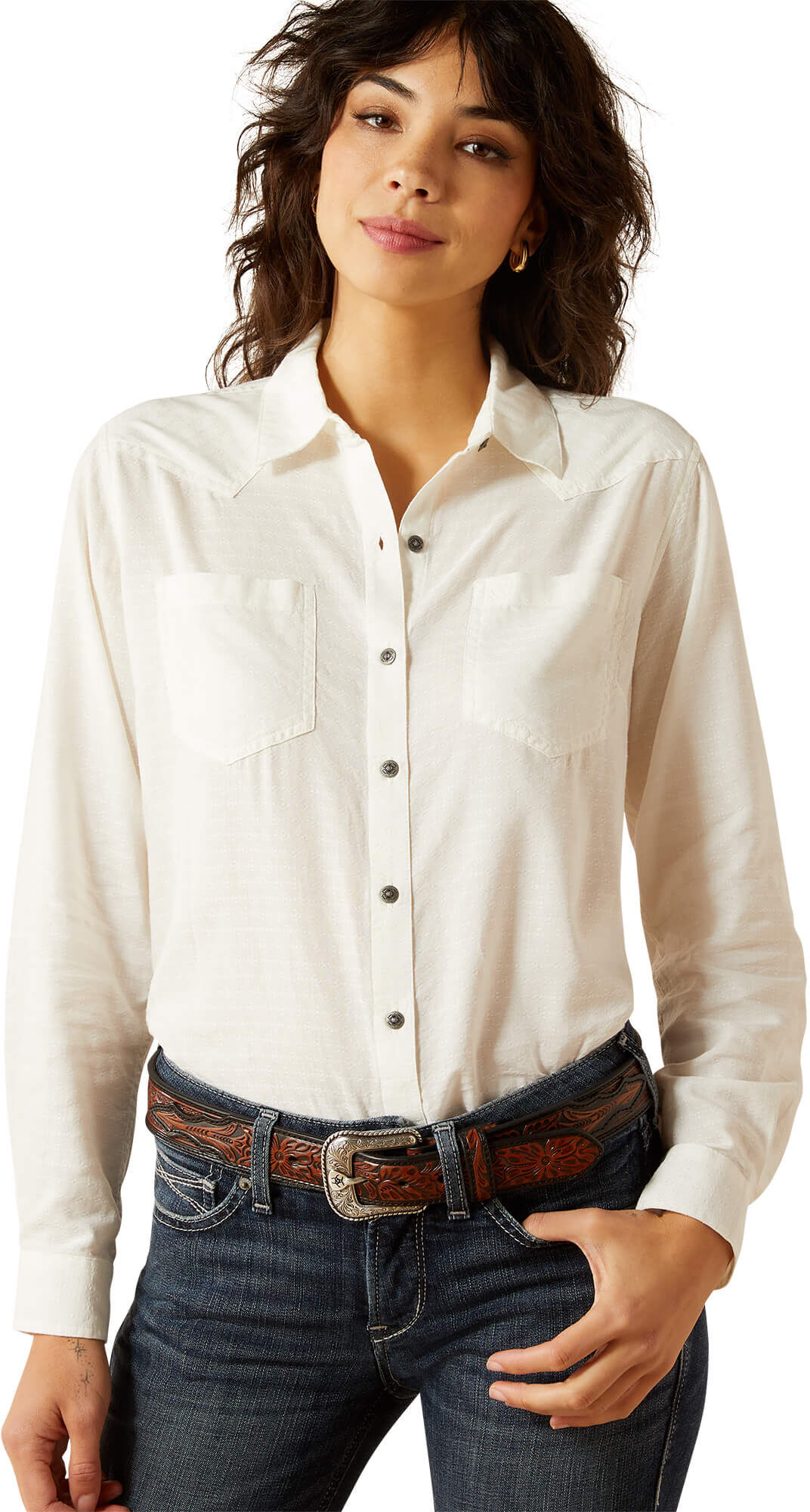 Women's Billie Jeans Shirt in Cloud Dancer Dobby, Size: XL by Ariat