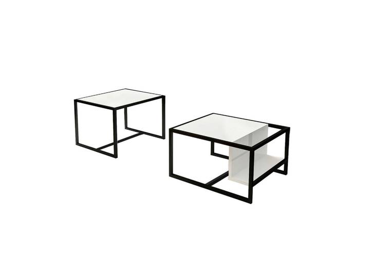 Livetastic Couchtischset Bati Couchtisch, Weiß, 2-teilig, Uni, eckig, 50-55x45-40x60-63 cm, offenes Fach, Wohnzimmer, Wohnzimmertische, Satztische