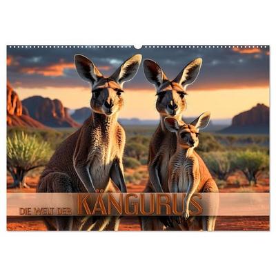 Die Welt der Kängurus (Wandkalender 2027 DIN A2 quer), CALVENDO Monatskalender