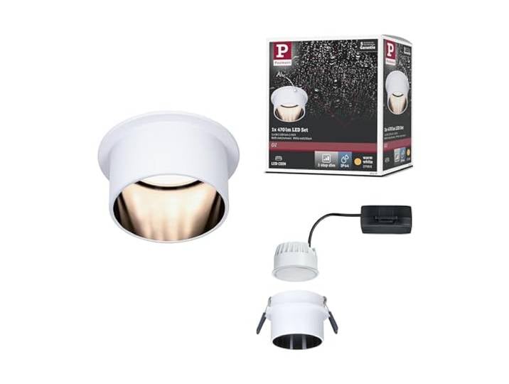 Paulmann 93376 spots encastrés LED Gil Gradable sur 3 niveaux rond incl. 1x6W blanc dépoli projecteurs encastrés Noir mat alu spot 2700K Coin