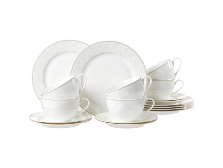 Ritzenhoff Breker Kaffeeservice Isabella, Beige, Keramik, 18-teilig, Ornament, Geschirr, Geschirrsets, Kaffeeservice
