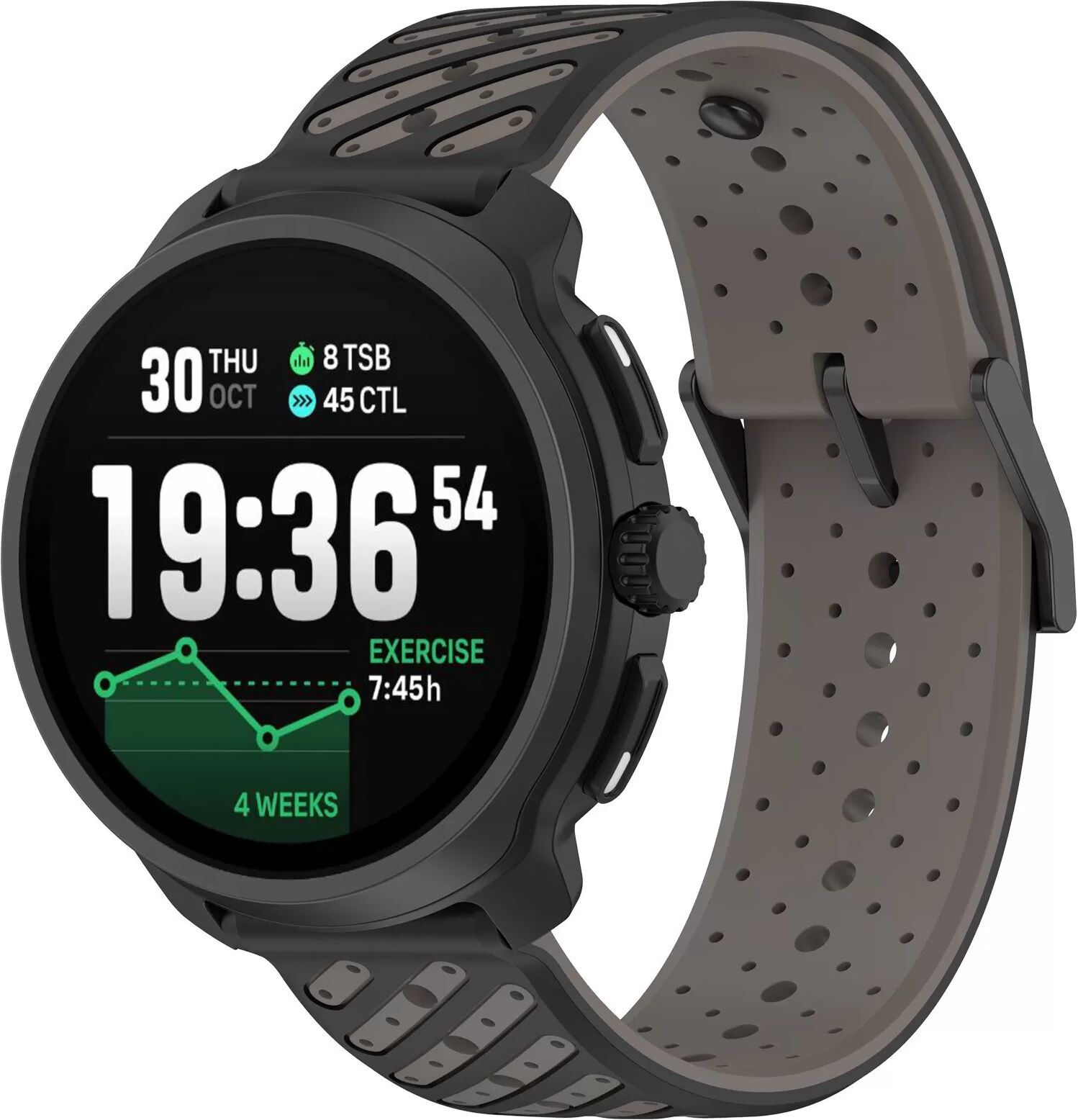INF 22mm Silikon-Uhrenarmband mit abgewinkelten Löchern, kompatibel mit Suunto RACE2 und anderen 22mm Uhren Grau