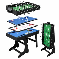 Relaxdays Klappbarer Spieltisch 4 in 1 Zubehör Blau,Grün,Schwarz