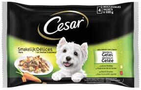 Cesar Pack Seleção Delicias Em Gelatina 4 Pacotes Para Cão 100g
