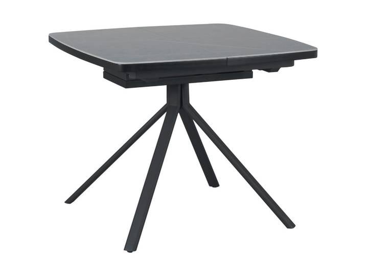 Novel Esstisch, Grau, Schwarz, Keramik, quadratisch, Rundrohr, 90x76x90-130 cm, ausziehbar, Esszimmer, Tische, Esstische, Esstische quadratisch