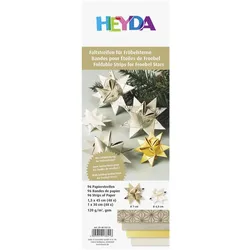 5x Heyda, Bastelpapier, Faltstreifen Fröbelsterne natur creme/braun 1x30cm/1,5x45cm VE=96 Stück (120 g/m2, 96x)