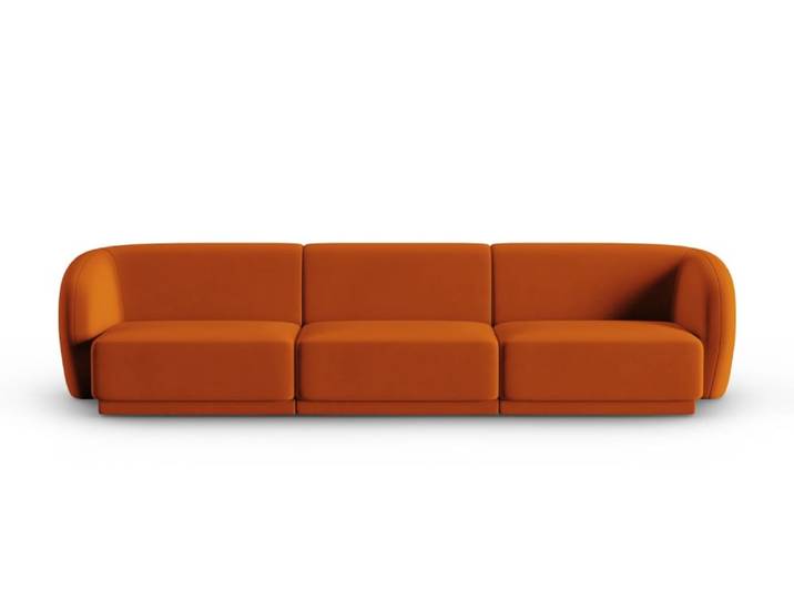Canapé modulable 3 places en velours terracotta