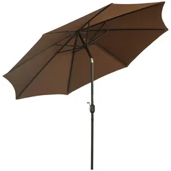 Outsunny Gartensonnenschirm Ø 295 x 250 cm mit Kurbel und Neigungsverstellung, braun