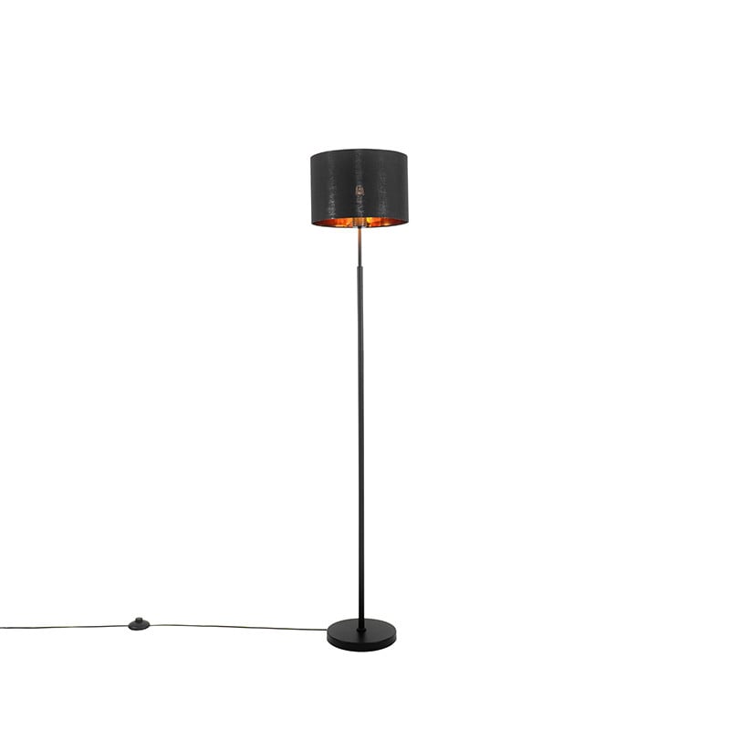 Qazqa Smart vloerlamp zwart en goud met wifi en ledlamp
