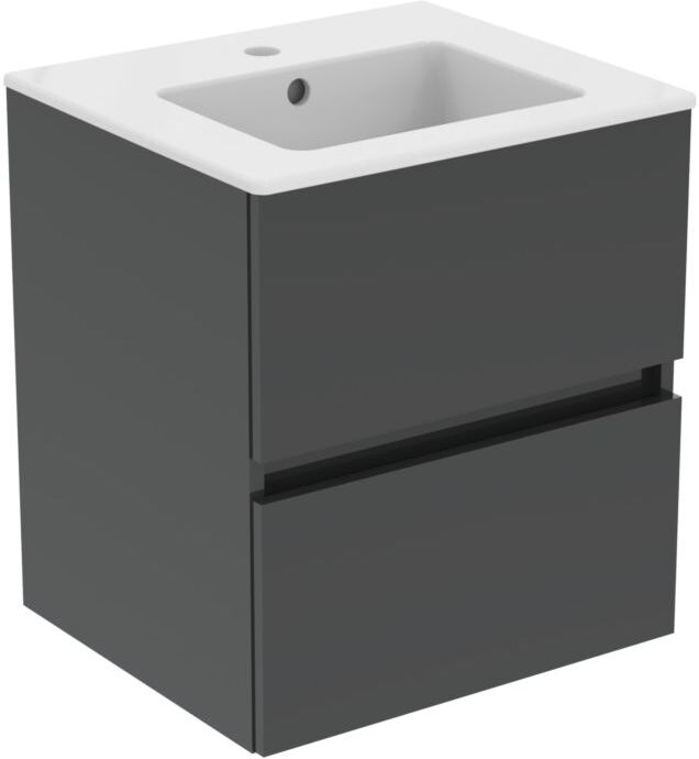 Ideal Standard Plus Möbelwaschtisch-Paket R0571TI Grau glänzend lackiert, 51x45x56,5cm, 1 Hahnloch