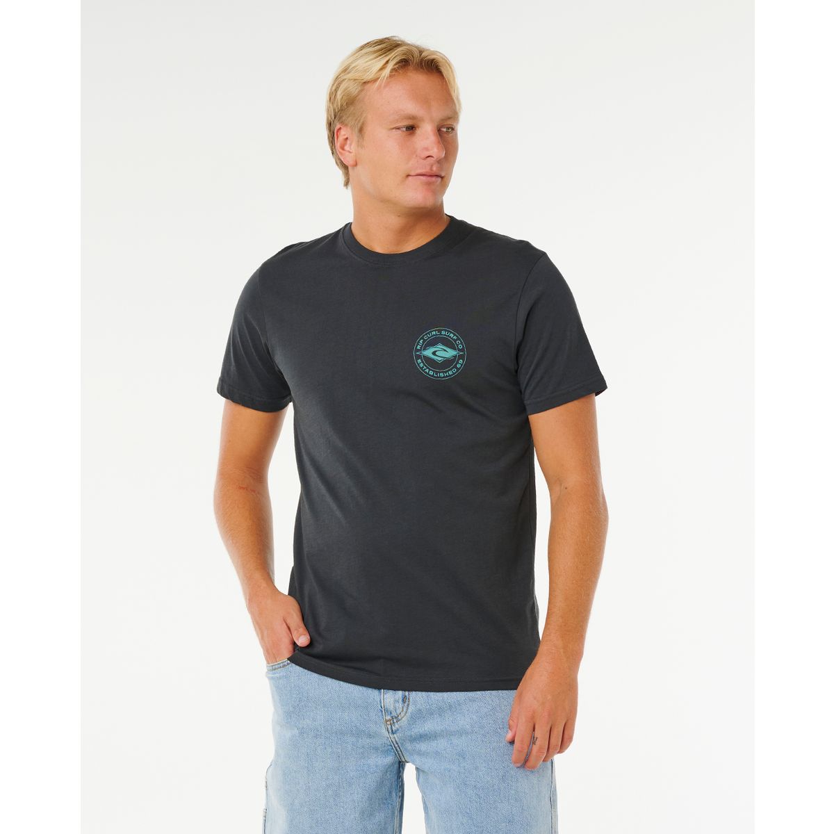 RipCurl Staple Tee washed black (8264) XS 0TQMTE-8264-XS